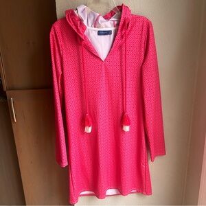 Cabana Life Women's Hooded Long Sleeve SPF Pink Beach Cover Up Size Medium